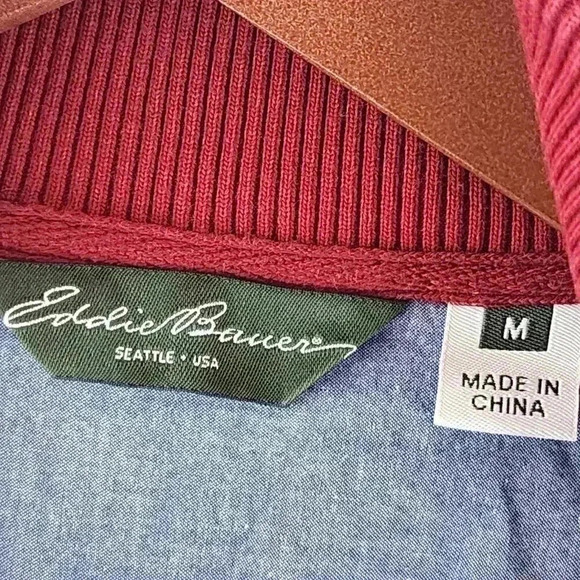 Eddie Bauer Mock Neck Red Men's Sweatshirt M - Picture 6 of 8